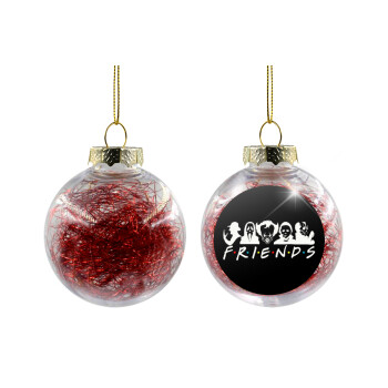 Halloween Friends, Transparent Christmas tree ball ornament with red filling 8cm