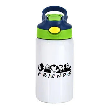 Halloween Friends, Παιδικό παγούρι θερμό, ανοξείδωτο, με καλαμάκι ασφαλείας, πράσινο/μπλε (350ml)