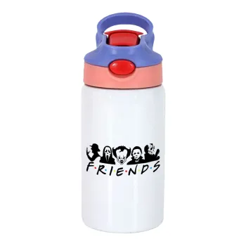 Halloween Friends, Children's hot water bottle, stainless steel, with safety straw, pink/purple (350ml)