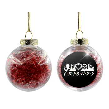 Halloween Friends, Transparent Christmas tree ball ornament with red filling 8cm