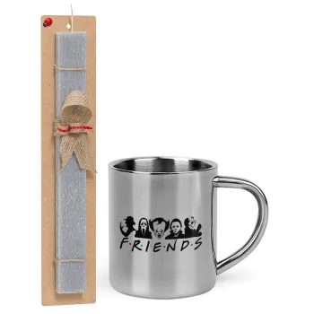 Halloween Friends, Easter Set, metallic thermal cup (300ml) & Easter aromatic flat candle (30cm) (GRAY)