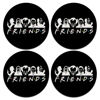 Halloween Friends, ΣΕΤ 4 Σουβέρ ξύλινα στρογγυλά (9cm)