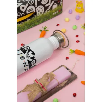 Halloween Friends, Πασχαλινή Λαμπάδα με παγούρι μεταλλικό (620ml, stainless steel) & κερί αρωματικό πλακέ (30cm) (ΡΟΖ)