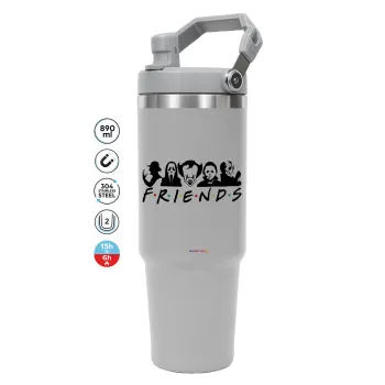 Halloween Friends, GREY color, 890ml (30oz) stainless Steel Tumbler with Handle