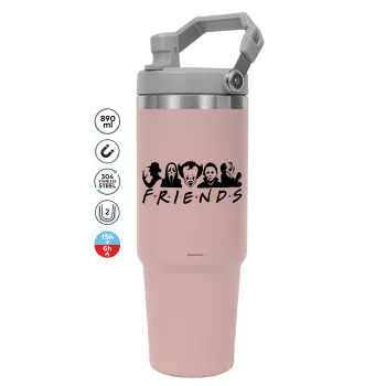 Halloween Friends, Pink color, 890ml (30oz) stainless Steel Tumbler with Handle