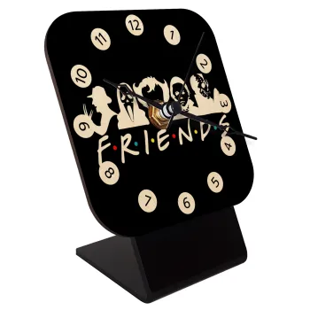 Halloween Friends, Quartz Table clock in natural wood (10cm)