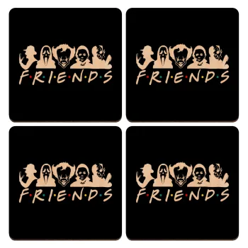 Halloween Friends, ΣΕΤ x4 Σουβέρ ξύλινα τετράγωνα plywood (9cm)