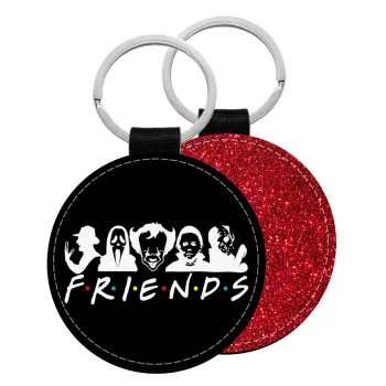 Halloween Friends, Μπρελόκ Δερματίνη, στρογγυλό ΚΟΚΚΙΝΟ (5cm)