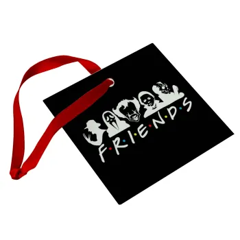 Halloween Friends, Christmas ornament, glass square ornament 9x9cm