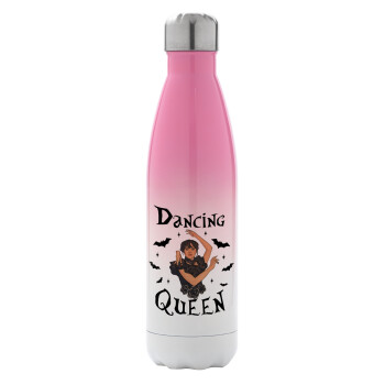 Wednesday Addams Dance, Metal mug thermos Pink/White (Stainless steel), double wall, 500ml