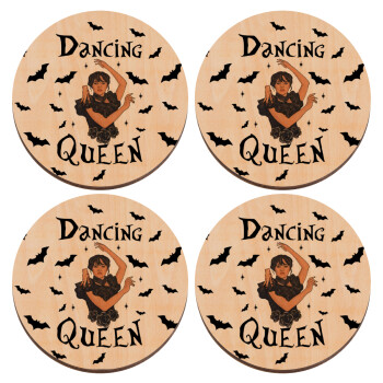 Wednesday Addams Dance, ΣΕΤ x4 Σουβέρ ξύλινα στρογγυλά plywood (9cm)