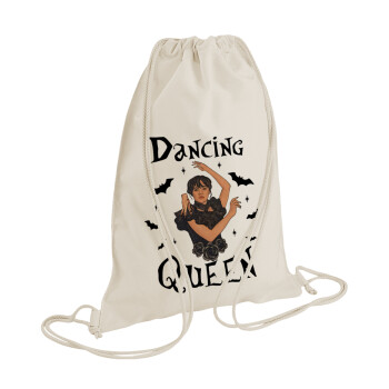 Wednesday Addams Dance, Τσάντα πλάτης πουγκί GYMBAG natural (28x40cm)