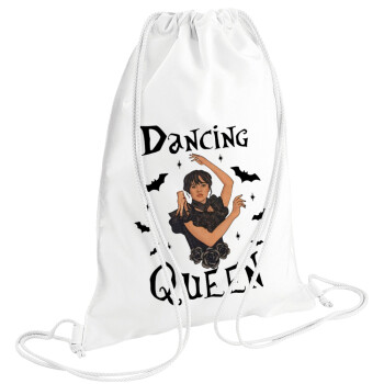 Wednesday Addams Dance, Τσάντα πλάτης πουγκί GYMBAG λευκή (28x40cm)