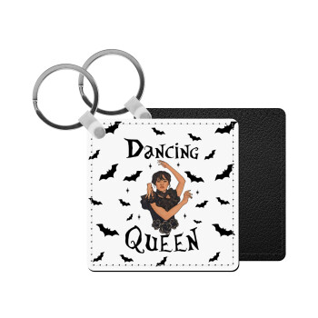 Wednesday Addams Dance, Μπρελόκ Δερματίνη, τετράγωνο ΜΑΥΡΟ (5x5cm)