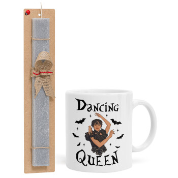 Wednesday Addams Dance, Easter Set, Ceramic Cup (330ml) & Easter aromatic flat candle (30cm) (GRAY)