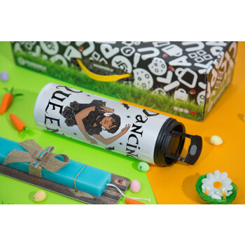 Wednesday Addams Dance, Easter candle,Travel Tumbler 2 Lids, with metal straw & cleaning brush & aromatic flat candle (30cm) (BLUE)