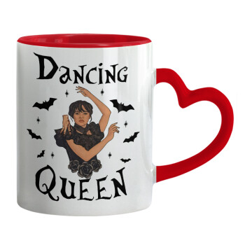 Wednesday Addams Dance, Mug heart red handle, ceramic, 330ml
