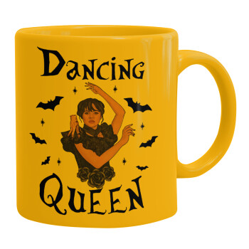 Wednesday Addams Dance, Ceramic coffee mug yellow, 330ml (1pcs)