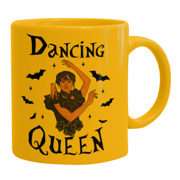 Wednesday Addams Dance, Ceramic coffee mug yellow, 330ml