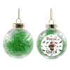 Transparent Christmas tree ball ornament with green filling 8cm