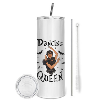 Wednesday Addams Dance, Eco friendly stainless steel tumbler 600ml, with metal straw & cleaning brush