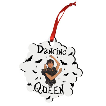 Wednesday Addams Dance, Christmas ornament snowflake wooden 7.5cm