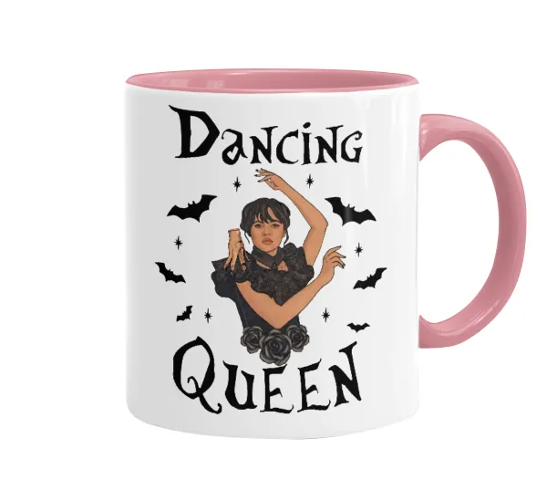 Wednesday Addams Dance — Κούπα χρωματιστή ροζ, κεραμική, 330ml
