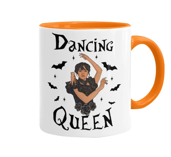 Wednesday Addams Dance — Κούπα χρωματιστή πορτοκαλί, κεραμική, 330ml