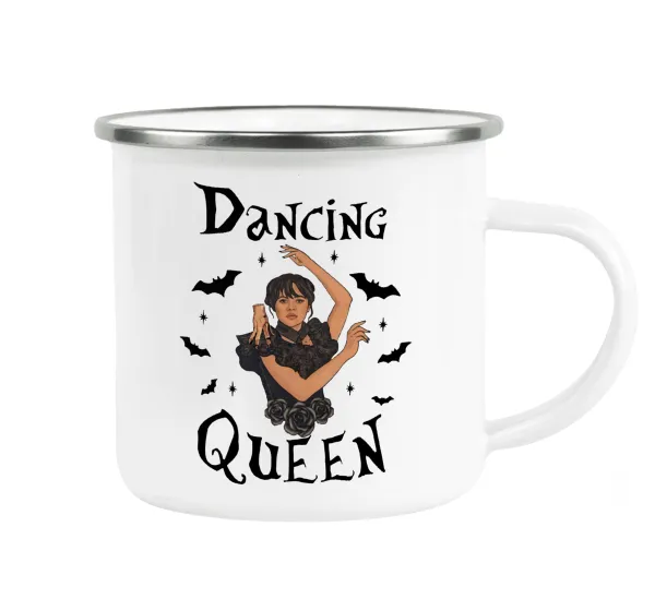 Wednesday Addams Dance — Metallic enamel cup white 360ml