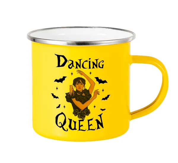Wednesday Addams Dance — Yellow Enamel Metallic Cup 360ml