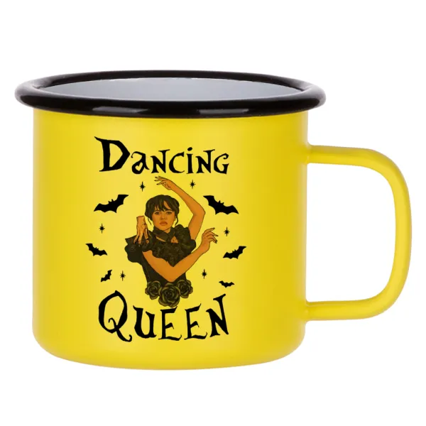 Wednesday Addams Dance — Κούπα Μεταλλική εμαγιέ ΜΑΤ Κίτρινη 360ml