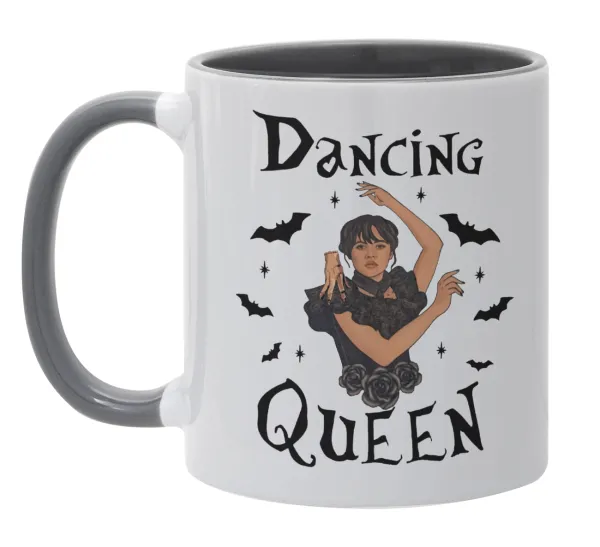 Wednesday Addams Dance — Κούπα χρωματιστή γκρι, κεραμική, 330ml