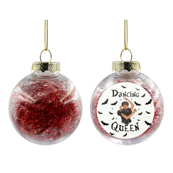 Wednesday Addams Dance, Transparent Christmas tree ball ornament with red filling 8cm