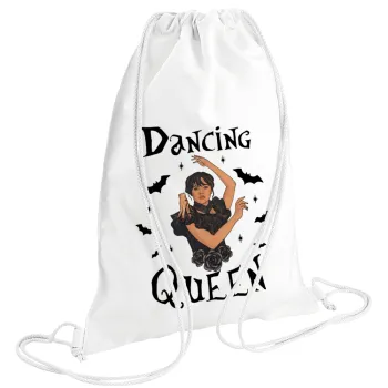 Wednesday Addams Dance, Τσάντα πλάτης πουγκί GYMBAG λευκή (28x40cm)