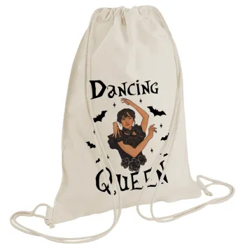 Wednesday Addams Dance, Τσάντα πλάτης πουγκί GYMBAG natural (28x40cm)