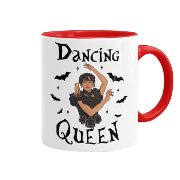 Wednesday Addams Dance, Κούπα χρωματιστή κόκκινη, κεραμική, 330ml