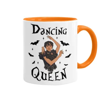 Wednesday Addams Dance, Κούπα χρωματιστή πορτοκαλί, κεραμική, 330ml