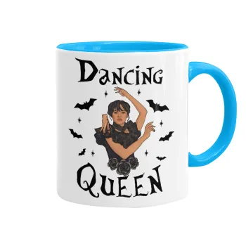 Wednesday Addams Dance, Κούπα χρωματιστή γαλάζια, κεραμική, 330ml