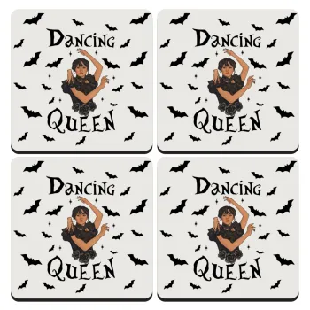 Wednesday Addams Dance, ΣΕΤ 4 Σουβέρ ξύλινα τετράγωνα (9cm)