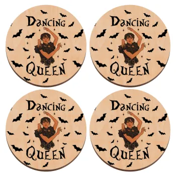 Wednesday Addams Dance, ΣΕΤ x4 Σουβέρ ξύλινα στρογγυλά plywood (9cm)