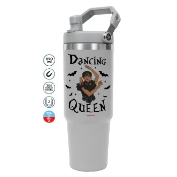 Wednesday Addams Dance, ΓΚΡΙ χρώματος Θερμός Ανοξείδωτο 890ml (30oz) με χερούλι