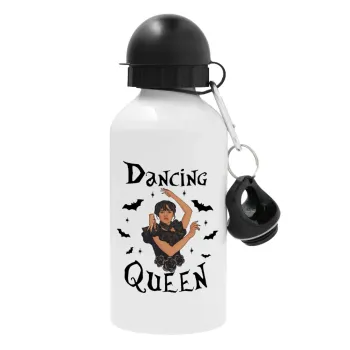 Wednesday Addams Dance, Μεταλλικό παγούρι νερού, Λευκό, αλουμινίου 500ml