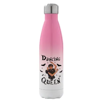 Wednesday Addams Dance, Metal mug thermos Pink/White (Stainless steel), double wall, 500ml