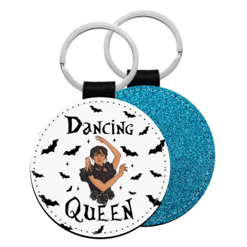 Wednesday Addams Dance, Μπρελόκ Δερματίνη, στρογγυλό ΜΠΛΕ (5cm)