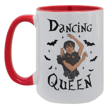 Wednesday Addams Dance, Κούπα Mega 15oz, κεραμική Κόκκινη, 450ml