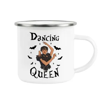 Wednesday Addams Dance, Metallic enamel cup white 360ml