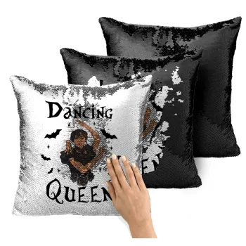 Wednesday Addams Dance, Μαξιλάρι καναπέ Μαγικό Μαύρο με πούλιες 40x40cm περιέχεται το γέμισμα
