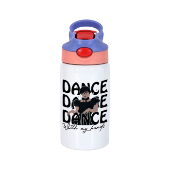 Wednesday dance dance dance, Children's hot water bottle, stainless steel, with safety straw, pink/purple (350ml)