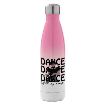Wednesday dance dance dance, Metal mug thermos Pink/White (Stainless steel), double wall, 500ml