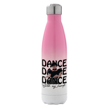 Wednesday dance dance dance, Metal mug thermos Pink/White (Stainless steel), double wall, 500ml